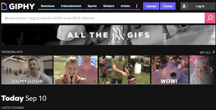 GIPHY：gif动态图片搜索引擎